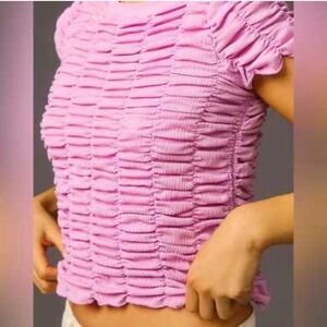 Anthropologie Lilac Textured Short Sleeve Top XL